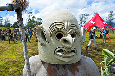 Mudman tribesman celebrating the traditional Sing Sing in the Highlands, Papua New Guinea, Pacific