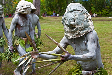 Mudman tribe celebrating the traditional Sing Sing in Paya  in the Highlands, Papua New Guinea, Melanesia, Pacific