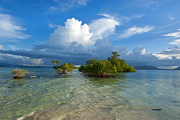 Huge cloud formations over the Marovo Lagoon, Solomon Islands, Pacific