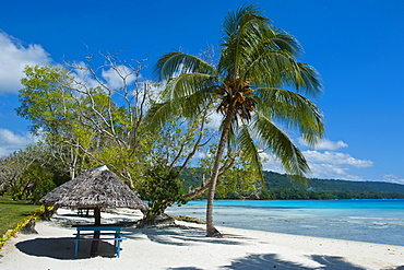 Beach hut at Champagne beach, Island of Espiritu Santo, Vanuatu, South Pacific, Pacific