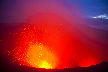 Volcano eruptions at the Volcano Yasur, Island of Tanna, Vanuatu, South Pacific, Pacific