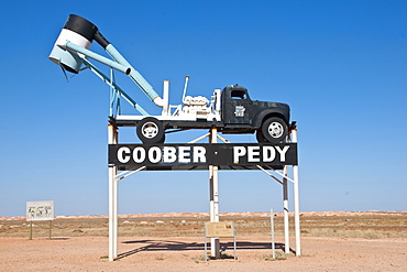 Mininig truck on stilts as sight in Coober Pedy, South Australia, Australia, Pacific