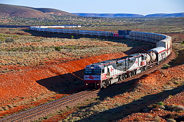 Train travelling through the Outback of South Australia, Australia, Pacific