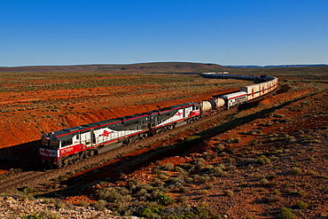 Train travelling through the Outback of South Australia, Australia, Pacific