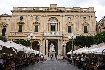 National Library with cafes in Valetta, UNESCO World Heritage Site, Malta, Europe 