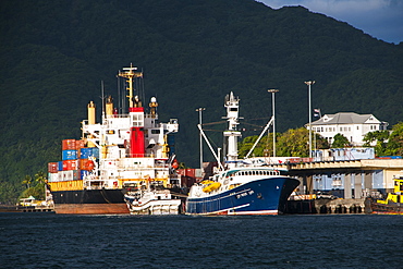 Sunset in the Pago Pago harbour, Tutuila island, American Samoa, South Pacific, Pacific