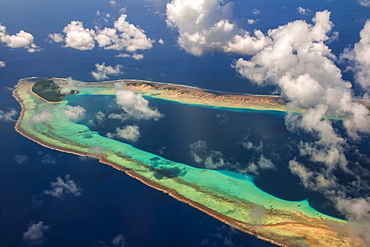 Aerial of the very beautiful Ant Atoll, Pohnpei, Micronesia, Pacific