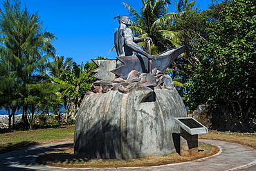 Bronze statue of a Chamorro chief, Guam, US Territory, Central Pacific, Pacific