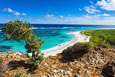 View over the turquoise waters of Barbuda, Antigua and Barbuda, West Indies, Caribbean, Central America