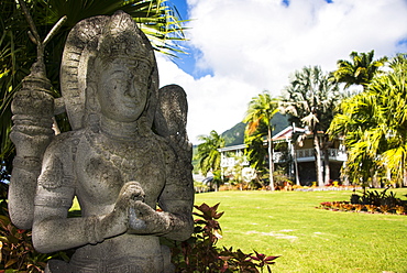 Buddhist statues in the Botanical Gardens on Nevis Island, St. Kitts and Nevis, Leeward Islands, West Indies, Caribbean, Central America 