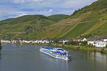 River cruise ship on the Moselle River, Germany, Europe