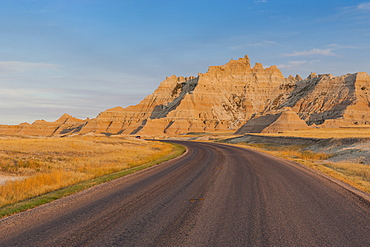 Road through the Badlands National Park, South Dakota, United States of America, North America