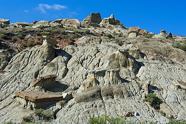 Strange rock formations in the Roosevelt National Park, North Dakota, United States of America, North America 