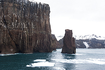 Ice shelfs at the entrance of the volcanic island of Deception Island, South Shetland Islands, Antarctica, Polar Regions 