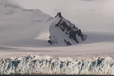 Huge snow field in the Half Moon Bay, South Shetland Islands, Antarctica, Polar Regions  