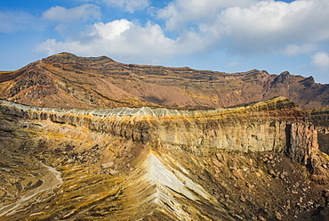 Crater rim on Mount Naka active volcano, Mount Aso, Kyushu, Japan, Asia