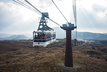 Aerial ropeway on Mount Aso, Kyushu, Japan, Asia