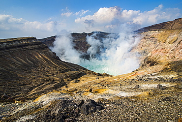 Mount Naka active crater lake, Mount Aso, Kyushu, Japan, Asia