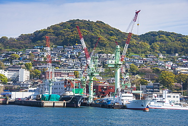 Wharf in the harbour of Nagasaki, Kyushu, Japan, Asia