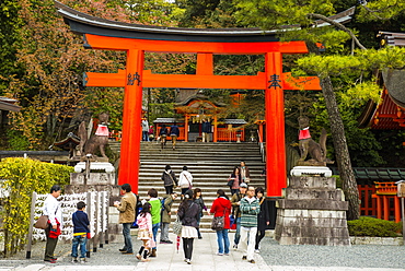 The Endless Red Gates of Kyoto's Fushimi Inari Shrine, Kyoto, Japan, Asia