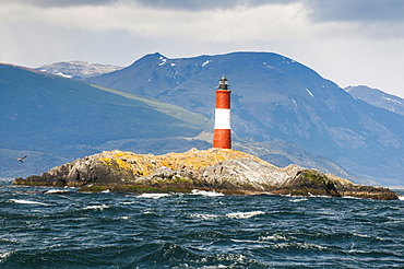 Lighthouse on an Island in the Beagle Channel, Ushuaia, Tierra del Fuego, Argentina, South America