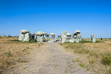 Carhenge, a replica of England's Stonehenge, made out of cars near Alliance, Nebraska, United States of America, North America 