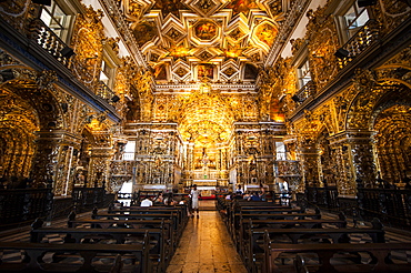 Interior of the Saint Francisco Church in the Pelourinho, UNESCO World Heritage Site, Salvador da Bahia, Bahia, Brazil, South America