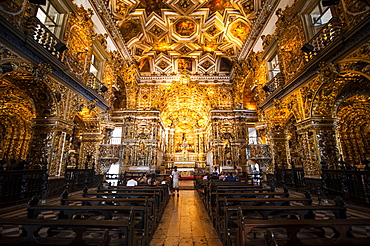 Interior of the Saint Francisco Church in the Pelourinho, UNESCO World Heritage Site, Salvador da Bahia, Bahia, Brazil, South America 