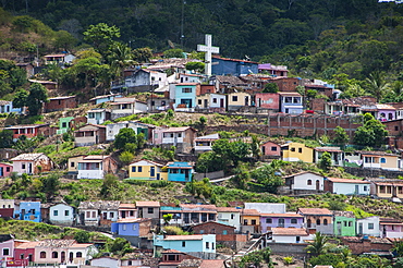 View over colourful houses in Cachoeira, Bahia, Brazil, South America 