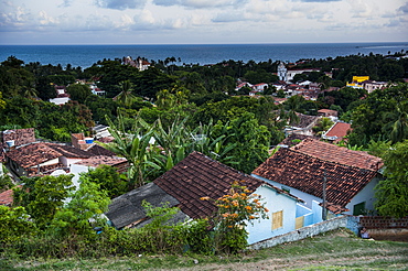 View over the colonial town of Olinda, UNESCO World Heritage Site, with Recife in the background, Pernambuco, Brazil, South America 