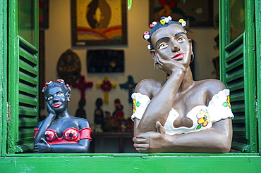 Traditional puppets in a window in Sao Joao del Rei, Minas Gerais, Brazil, South America