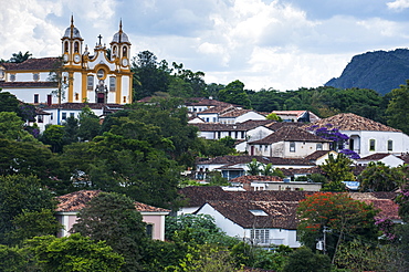 View over the historical town of Tiradentes, Minas Gerais, Brazil, South America