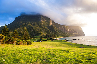 Mount Lidgbird and Mount Gower at sunset, Lord Howe Island, UNESCO World Heritage Site, Australia, Tasman Sea, Pacific