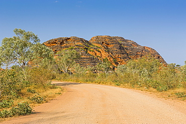 Road leading to the Purnululu National Park, UNESCO World Heritage Site, Bungle Bungle mountain range, Western Australia, Australia, Pacific