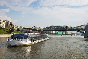 River cruise ship on the Moskva River (Moscow River), Moscow, Russia, Europe