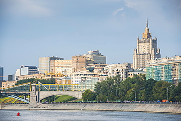 Moscow seen from a river cruise along the Moskva River (Moscow River), Moscow, Russia, Europe 