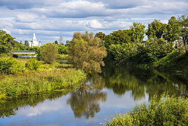 The Kamenka River flowing through Suzdal, Golden Ring, Russia, Europe 