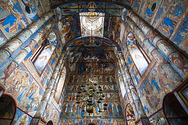 Painted walls in the cathedral of the Kremlin of Rostov Veliky, Golden Ring, Russia, Europe 