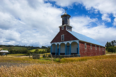 The wooden church of Puchilco, UNESCO World Heritage Site, Chiloe, Chile, South America 