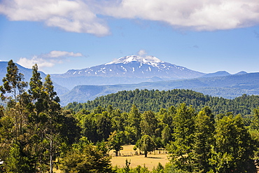 Volcano Villarrica and the beautiful landscape, Southern Chile, South America 