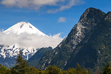 Volcano Villarrica and the beautiful landscape, Southern Chile, South America 