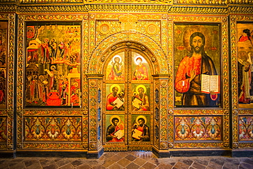 Colourful wall paintings in the Church of Elijah the Prophet in Yaroslavl, UNESCO World Heritage Site, Golden Ring, Russia, Europe