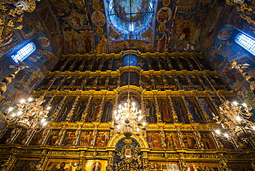 Colourful wall paintings in the Church of Elijah the Prophet in Yaroslavl, UNESCO World Heritage Site, Golden Ring, Russia, Europe 