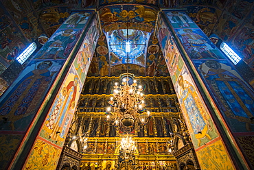 Colourful wall paintings in the Church of Elijah the Prophet in Yaroslavl, UNESCO World Heritage Site, Golden Ring, Russia, Europe 