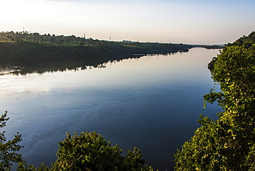 View over the Nile at the source of the Nile in Jinja, Uganda, East Africa, Africa