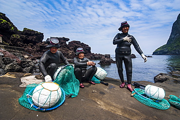 Haenyeo, the famous female divers on the island of Jejudo, UNESCO World Heritage Site, South Korea, Asia