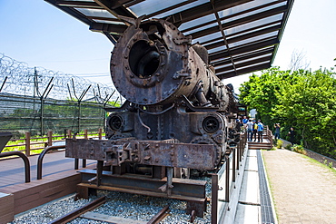 Rusty train at Imjingak, the high security border between South and North Korea, Pammunjom, South Korea, Asia