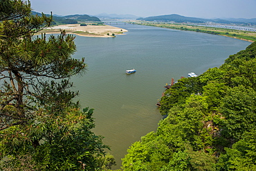 View over the Baengma river from the Buso Mountain Fortress in the Busosan Park, Buyeo, South Korea, Asia