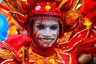 Colourfully dressed man, Carneval in Santo Domingo, Dominican Republic, West Indies, Caribbean, Central America