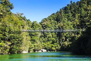 Swinging bridge, Abel Tasman National Park, South Island, New Zealand, Pacific